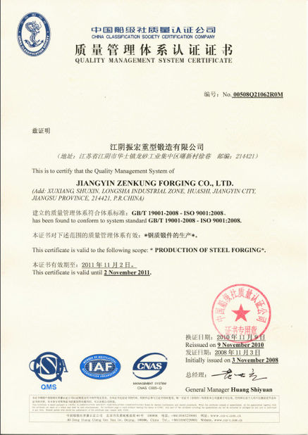 Cina JIANGSU HUI XUAN NEW ENERGY EQUIPMENT CO.,LTD Sertifikasi